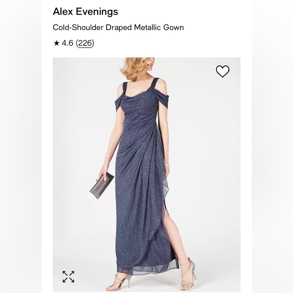 Cold-shoulder draped metallic gown